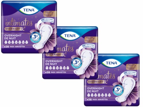 Tena Incontinence Pads For Women, Overnight, 3 Pack, 84 count