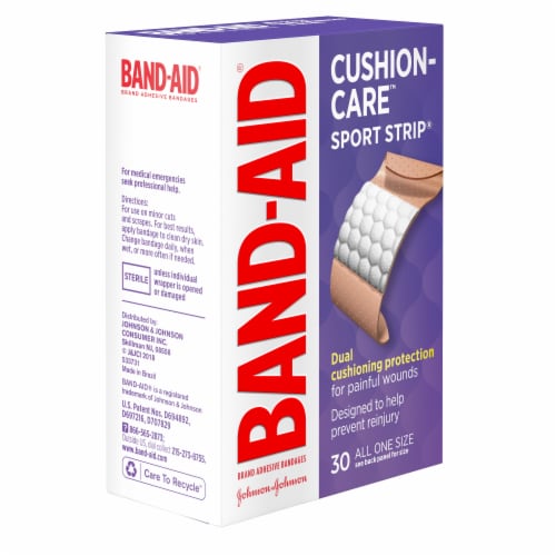 BandAid Brand Cushion Care Sport Strip Adhesive Bandages, 30 ct (Pack