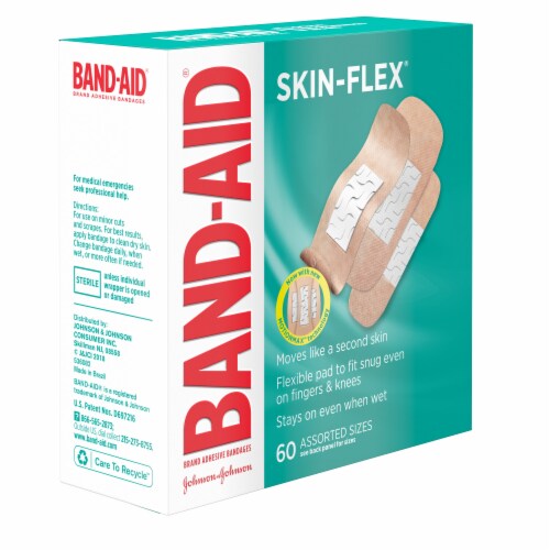 Band-Aid Brand Skin-Flex Adhesive Bandages, Assorted Sizes, 60 ct