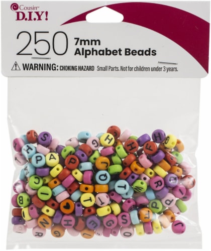 Pink Opaque 7mm Coin Alpha Beads - Black Letter Mix (250pcs)