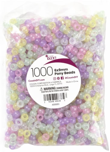 CousinDIY Pony Beads 6mmx9mm 1,000/Pkg-Opaque Glow-In-The-Dark, 1 - Ralphs