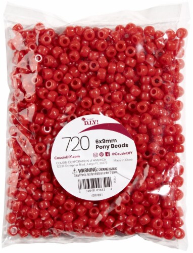 CousinDIY Pony Beads 6mmx9mm 720/Pkg-Opaque Red, 1 - Ralphs