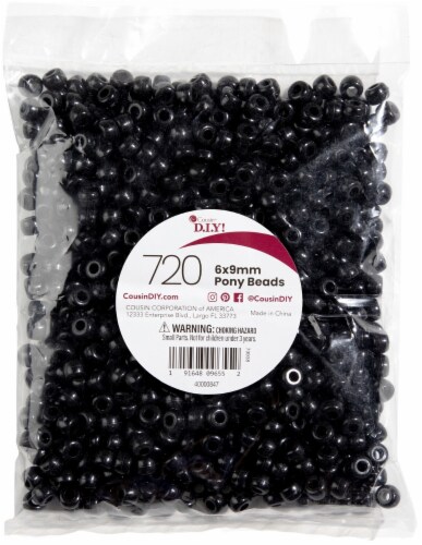 CousinDIY Pony Beads 6mmx9mm 720/Pkg-Opaque Black, 1 - Kroger