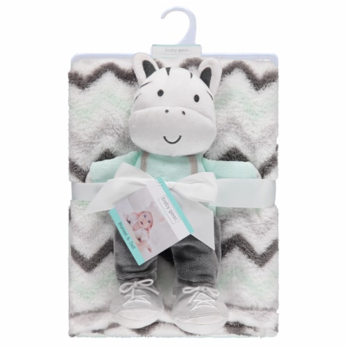 Cutie Pie Zebra Plush Baby Blanket & Buddy Set - Mint Perspective: front