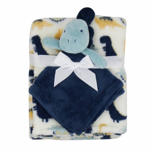 Cutie Pie Dino Plush Baby Blanket Set Perspective: front