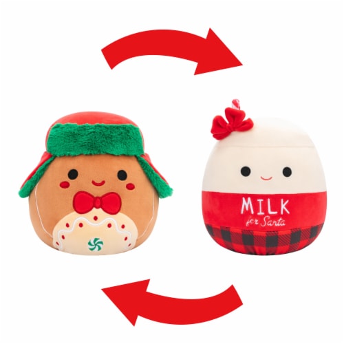 Squishmallows Flipmallows - Gingerbread Boy and Milk W/Red Plaid Perspective: front