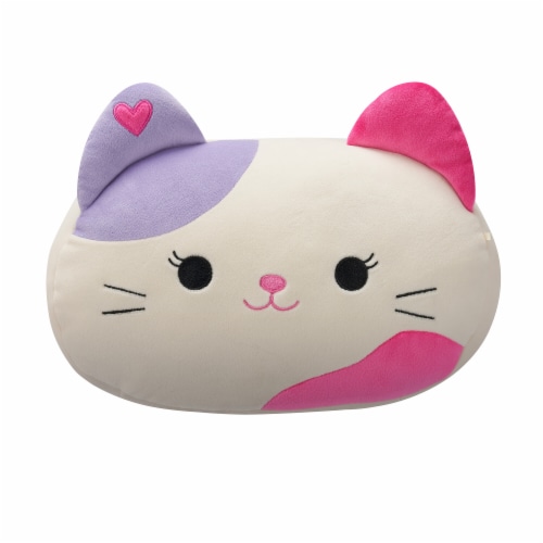 Squishmallows 12" Stackable Pink and Purple Calico Cat Plush Toy Perspective: front
