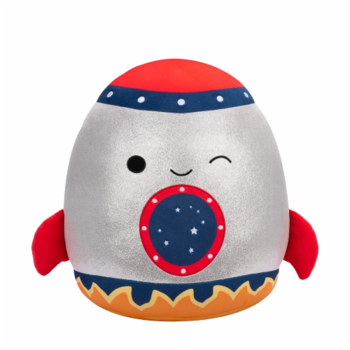 Squishmallow 16 in Fionn Rocket Plush Toy - Silver and Red Perspective: front