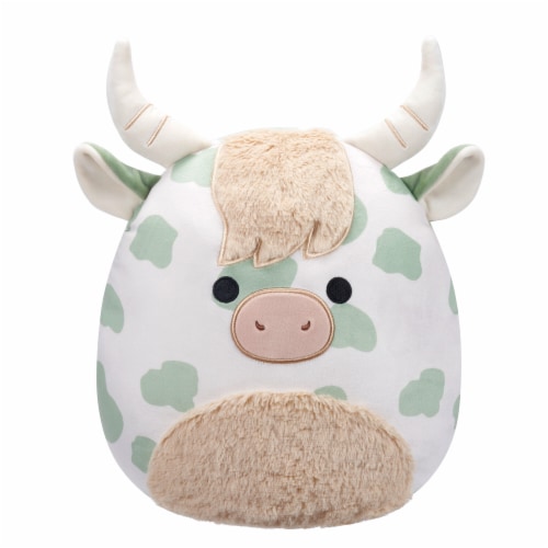 Squishmallows Sage Green Spotted Highland Cow With Fuzzy Belly Perspective: front