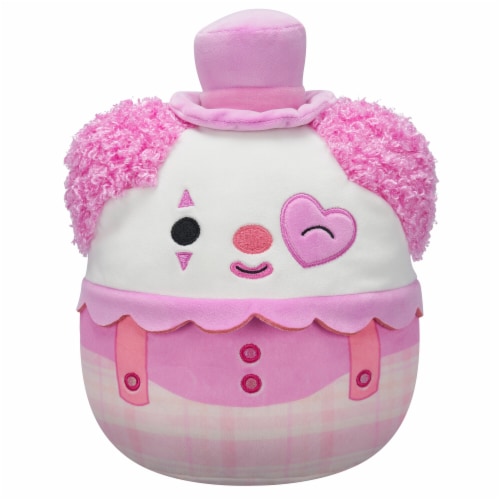 Squishmallows Winking Pink and White Clown With Heart Eyepatch Plush Perspective: front