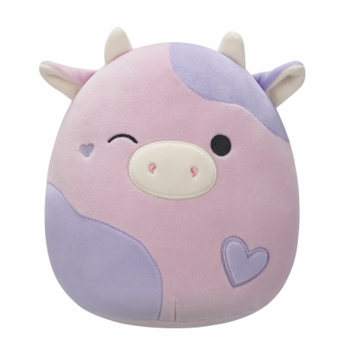 Squishmallows Winking Pink and Purple Cow With Hearts Plush Perspective: front