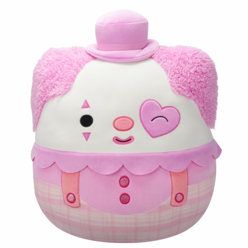 Squishmallows 16" Winking Pink and White Clown Plush Toy Perspective: front
