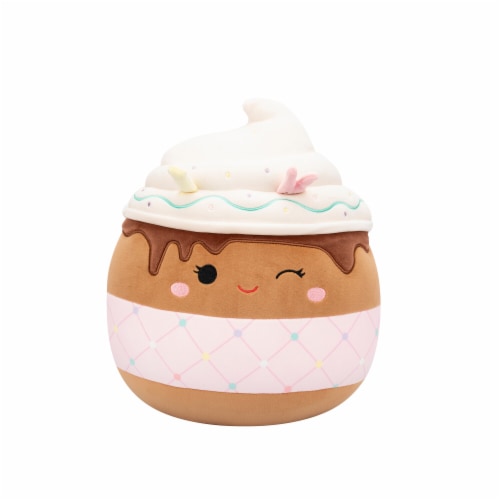 Squishmallows 12" Winking Chocolate Frappe With Pink Quilted Sleeve Perspective: front