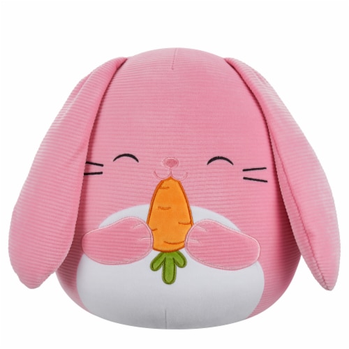 Squishmallows 12" Pink Corduroy Bunny Holding Carrot Perspective: front