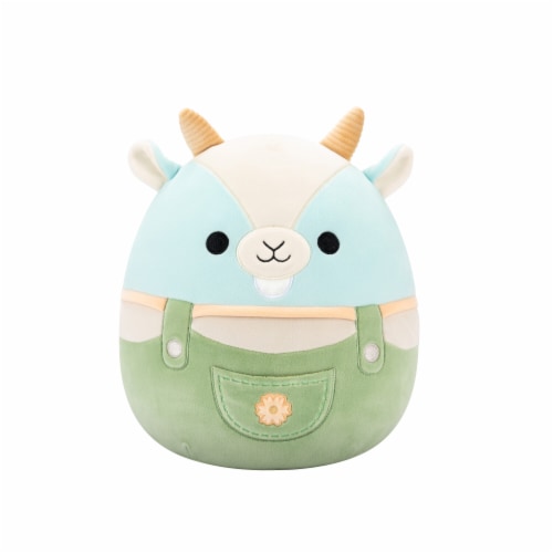 Squishmallows 10" Blue Goat in Light Teal Overalls Perspective: front