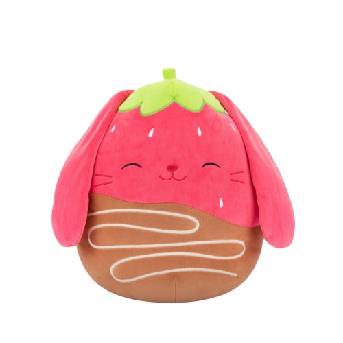 Squishmallows 12" Chocolate Dipped Strawberry Bunny With Closed Eyes Perspective: front
