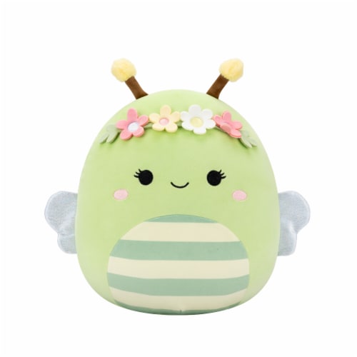 Squishmallows 12" Green Bee With Fuzzy Antenna and Flower Crown Perspective: front
