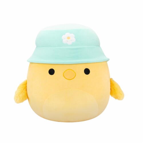 Squishmallows 16" Yellow Chick with Mint Bucket Hat Perspective: front