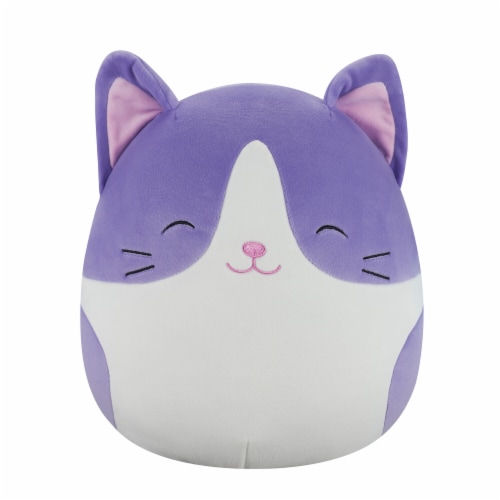 Squishmallows 12" Periwinkle and White Tuxedo Cat with Closed Eyes Perspective: front