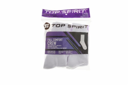 Top Spirit Full Comfort Crew Women's Socks - White - 5 Pack Perspective: front