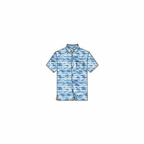 Caribbean Joe Short Sleeve Button Down Polyester Spandex Shirt Perspective: front