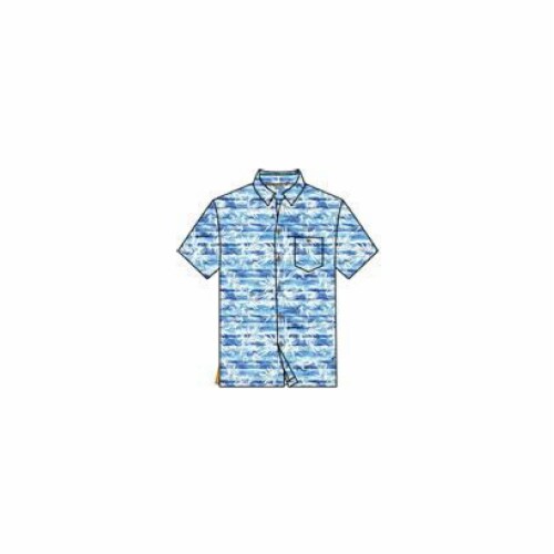 Caribbean Joe Short Sleeve Button Down Polyester Spandex Shirt Perspective: front