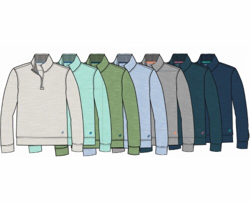 Caribbean Joe Men's 1/4 Zipper Pull-On Knit Top - Light Blue Perspective: front