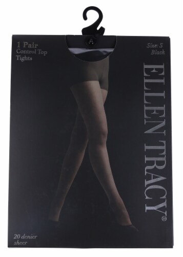 Ellen Tracy® 1pk Run Resistant Control Top Tights - Black Perspective: front
