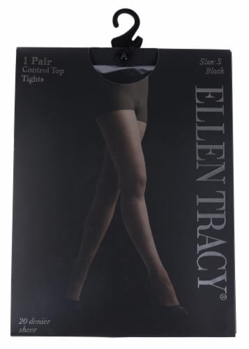 Ellen Tracy® 1pk Run Resistant Control Top Tights - Black Perspective: front
