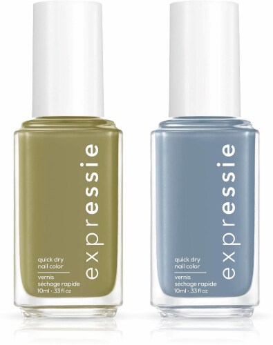 expressie quick dry nail polish set - olive green, previous cargo-go! +  slate blue, air dry, 1 - Kroger