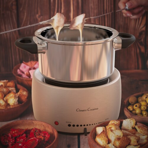 Classic Cuisine 82-KIT1031 Stainless Steel Fondue Pot Set - Dishwasher Safe Perspective: front
