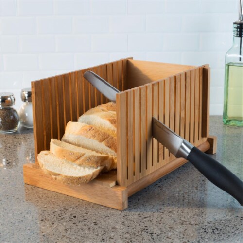 Classic Cuisine 82-KIT1064 Bamboo Bread Slicer Foldable, Adjustable Knife Guide & Board for C Perspective: front