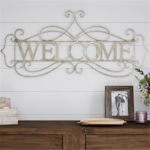Lavish Home 80-WALLSGN-WRD15 Metal Cutout-Welcome Decorative Wall Sign Perspective: front