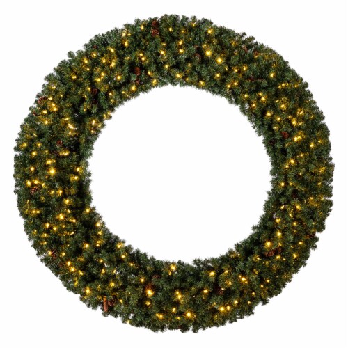 Home Heritage 9' Garland and 72  Wreath Prelit Holiday Greenery 3 Piece Set Perspective: front