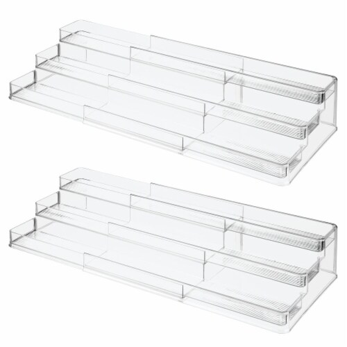 mDesign Plastic Expandable 3-Tier Shelf for Medicine, Vitamins, White 