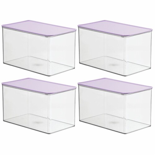 mDesign Plastic Stackable Closet Storage Bin Box with Lid, 4 Pack, 4 -  Kroger