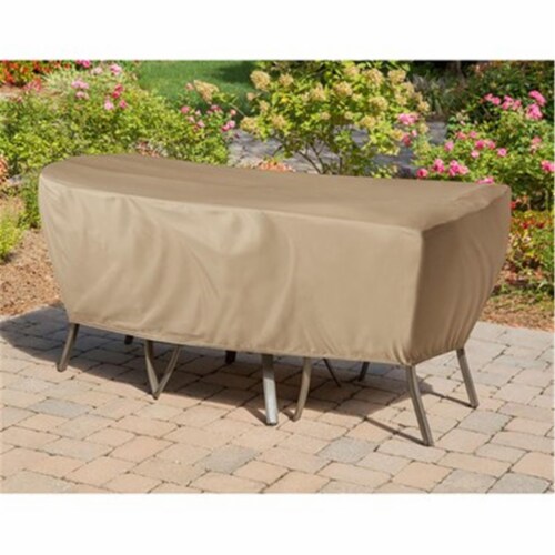 Hanover Outdoor Bistro Set Protective Vinyl Cover - Tan Perspective: front