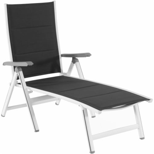 Hanover REGCHS-W-GRY Regis Padded Sling Chaise, White with Gray Sling Perspective: front