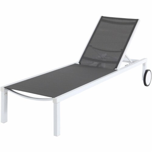 Aluminum Sling Armless Chaise Lounge Chair - White/Gray Perspective: front