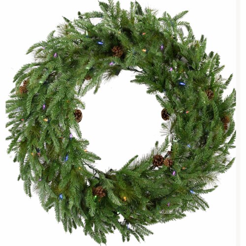Fraser Hill Farm Artifical Wreath with Multi Color Lights Perspective: front