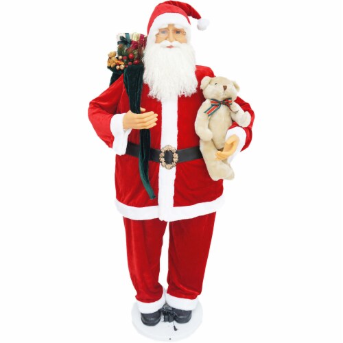 Fraser Hill Farm Dancing Santa with Teddy Bear Perspective: front