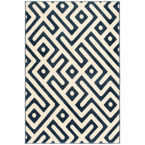 Hanover Indoor/Outdoor Greek Key Rug - Royal Blue/White Perspective: front