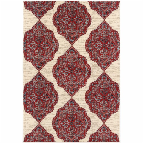 Hanover Ikat Design Indoor/Outdoor Accent Rug - Red/Tan Perspective: front