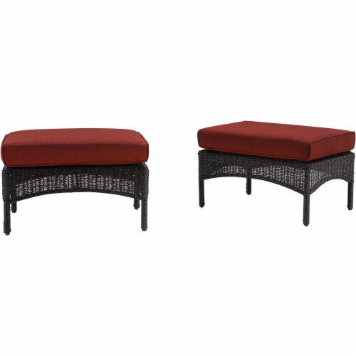 Hanover San Marino Ottoman & Cushion Set - Red Perspective: front
