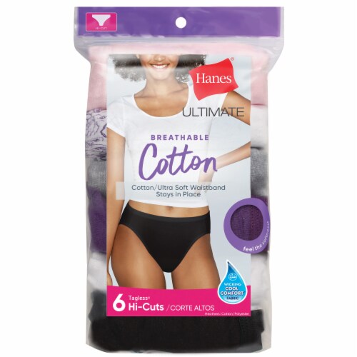Hanes® Ultimate Breathable Cotton Tagless® Hi-Cut Underwear Perspective: front