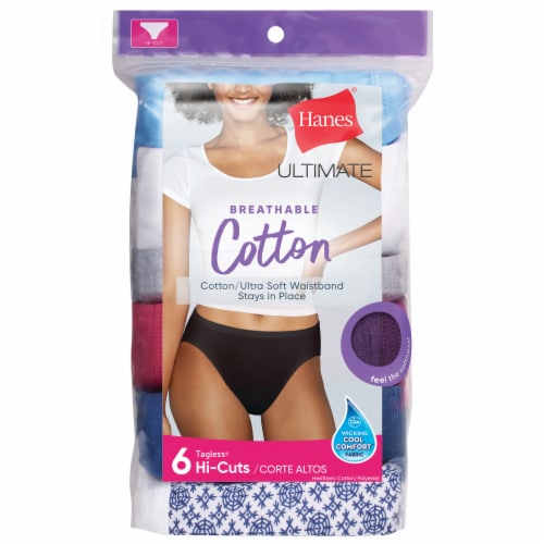 Hanes® Ultimate Breathable Cotton Tagless® Hi-Cut Underwear, 6