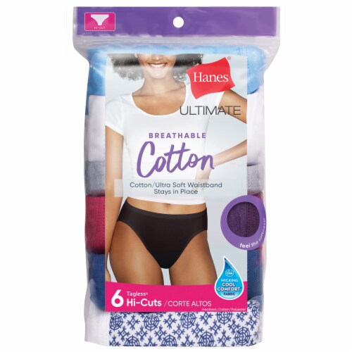 Hanes® Ultimate Breathable Cotton Tagless® Hi-Cut Underwear, 7