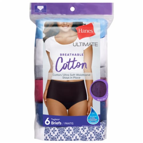 Hanes Nylon Tagless Brief Panties 6-Pack - Assorted Colors, Size 6