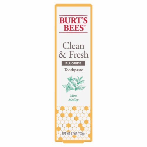 Burt's Bees Mint Medley Clean & Fresh Flouride Toothpaste Perspective: front