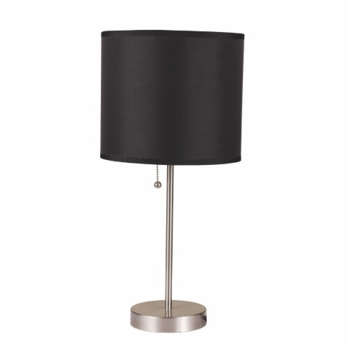 Benzara Contemporary Metal Table Lamp - Black/Silver Perspective: front